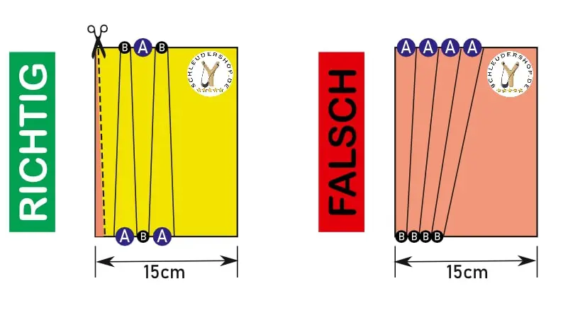 Steinschleuder Ersatzgummi selber schneiden Richtig - Falsch