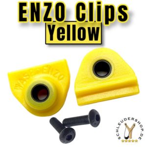 WASP ENZO Clips Yellow gelb einfache Bandbefestigung an ENZO und New Stinger Sportschleuder Zwille Slingshots