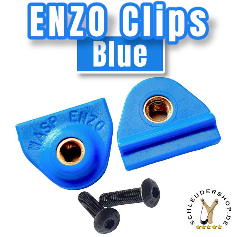 WASP ENZO Clips blue blau einfache Bandbefestigung an ENZO und New Stinger Zwille Steinschleuder Slingshots