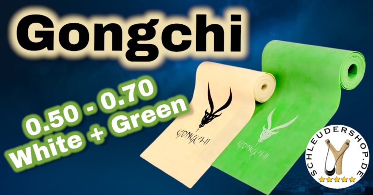 Gongchi Sligshot Latex white and green Steinschleuder Gummi selber machen schleudershop