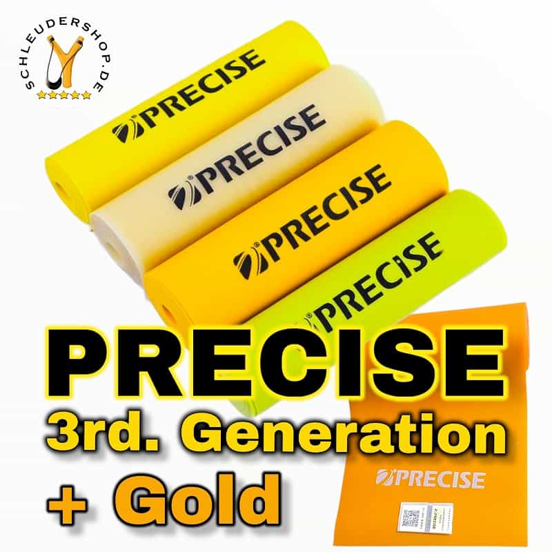 PRECISE 3rd Generation + Gold 2m Rolle oder Teststücke Slingshot Latex Steinschleuder Gummi Flachband