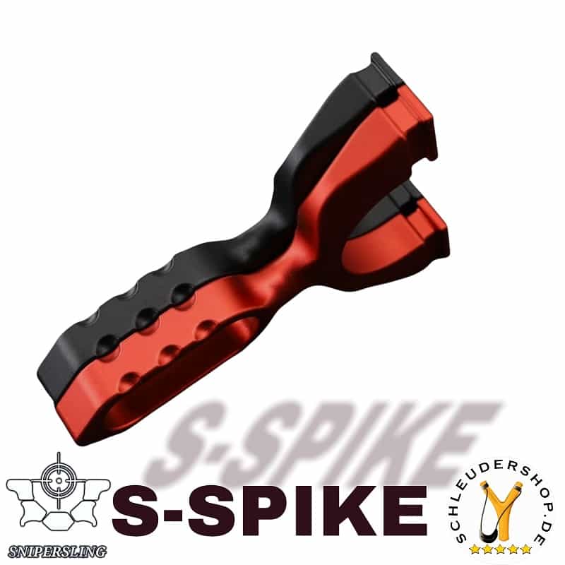 Snipersling S-SPIKE Steinschleuder Slingshot Sportschleuder black red