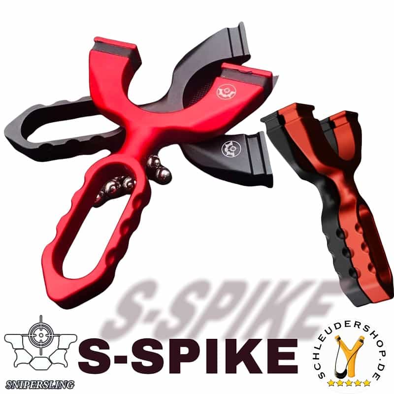 Snipersling S-SPIKE Steinschleuder Slingshot Sportschleuder schwarz rot