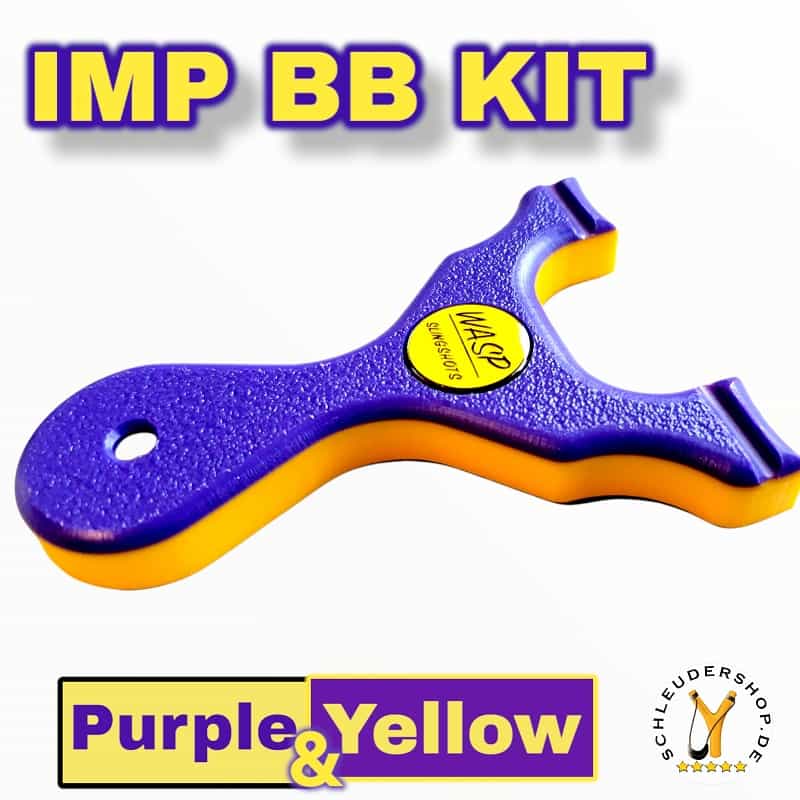WASP BB IMP Kit purple yellow lila gelb Metalldose BB Kugeln Bandset Set Sportschleuder Zwille