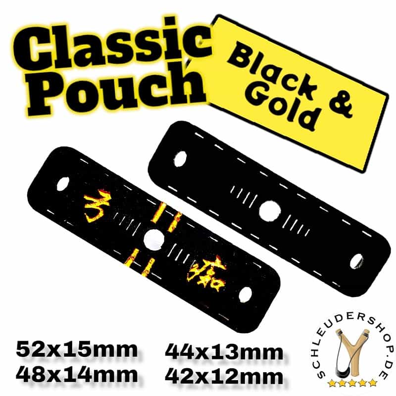 Classic Fiber Pouch Black Gold Micofiber 2mm Steinschleuder Zwille Sportschleuder Zubehör
