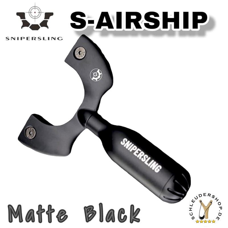 Snipersling S-AIRSHIP Matte Black Slingshot Steinschleuder Zwille Alu Fletsche