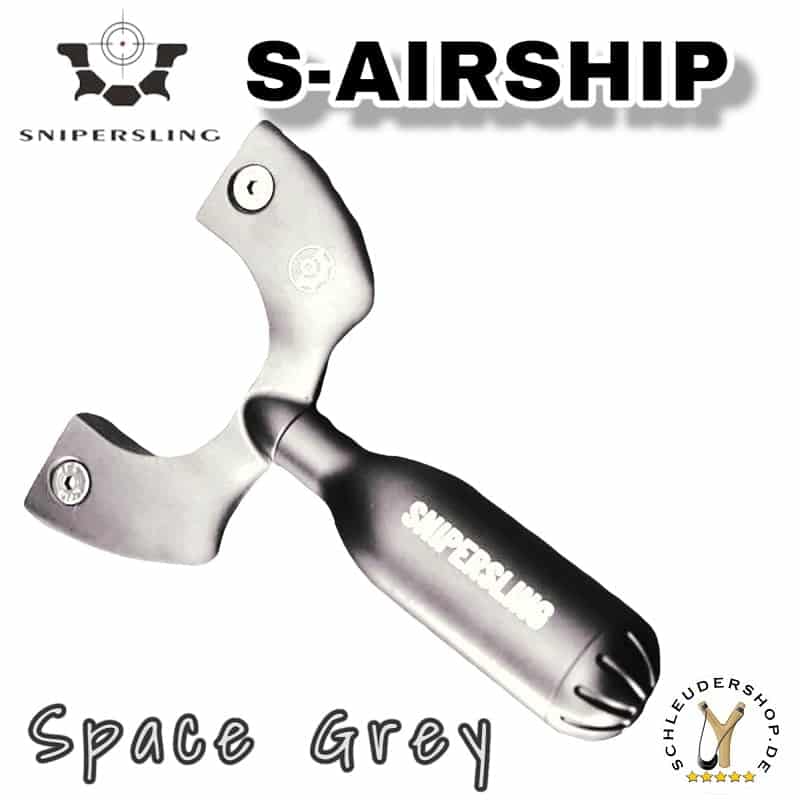 Snipersling S-AIRSHIP Space Grey Slingshot Steinschleuder Zwille Alu Fletsche