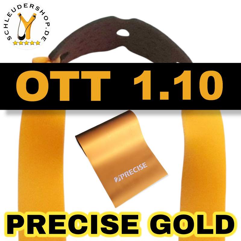 PRECISE Gold 1.10 OTT Bandsets Steinschleuder Zwille Sportschleuder fertige Ersatzgummis