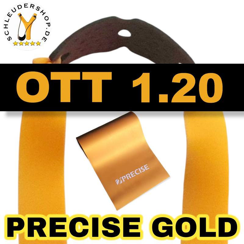 PRECISE Gold 1.12 OTT Bandsets Steinschleuder Zwille Sportschleuder fertige Ersatzgummis