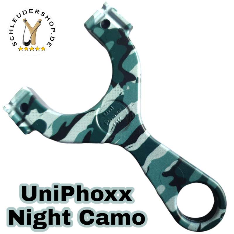 UniPhoxx Night Camo Printed Steinschleuder Zwille Slingshot Sportschleuder Rückseite