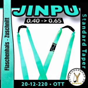Jinpu fertige Bandsets Standard Taper und Flaschenhals Bottle Neck Steinschleuder Ersatzgummis OTT Flachgummi