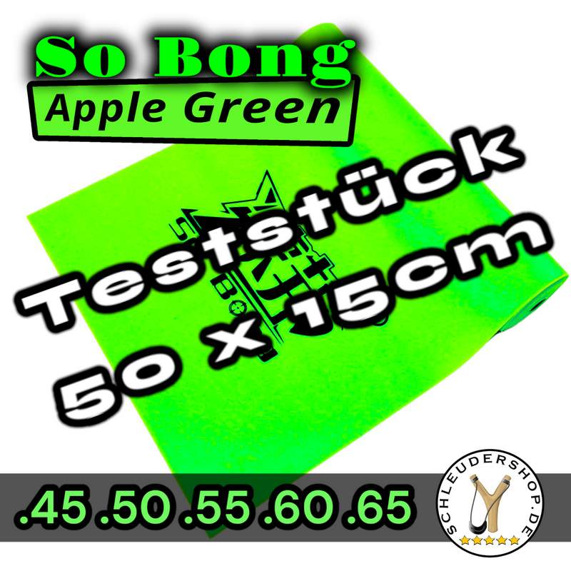 So Bong Apple Green Steinschleuder Gummi Latex Flachband Teststück 50cm New Product