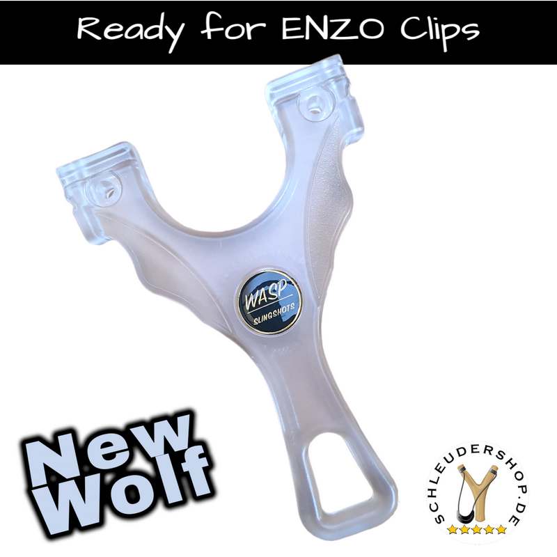 New WASP Ice Wolf Sportschleuder Steinschleuder Zwille ENZO Clips