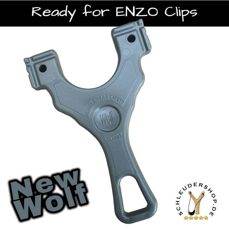 New WASP Wolf Moonstone Sportschleuder Steinschleuder Zwille ENZO Clips Rückseite