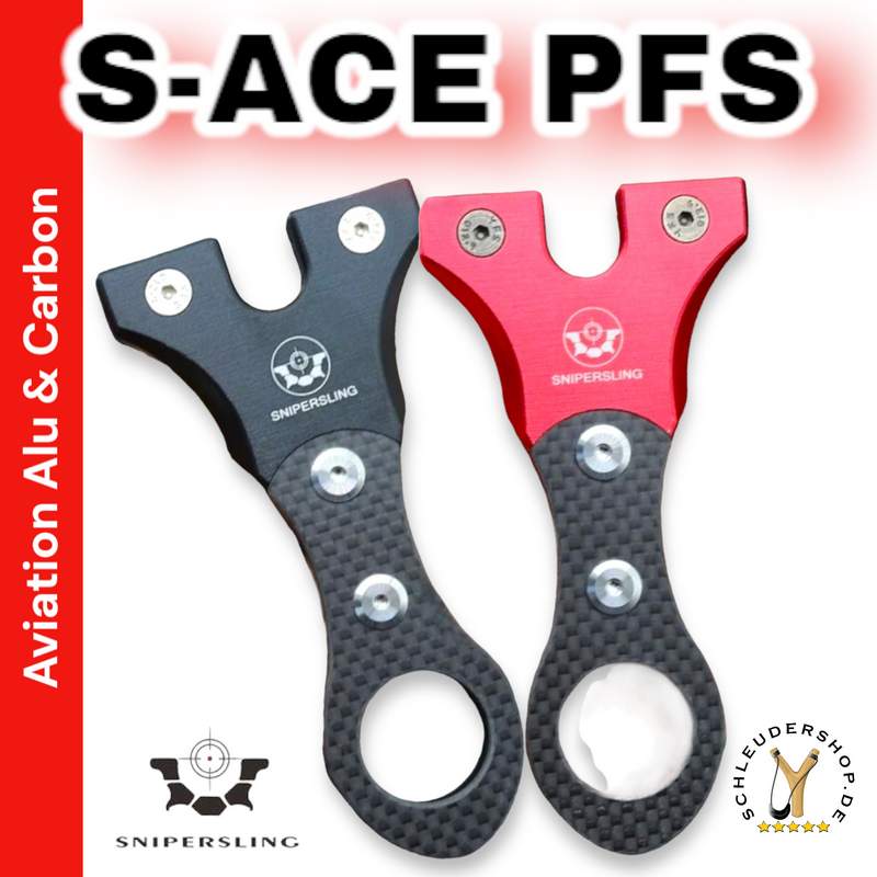 S-ACE PFS Snipersling Steinschleuder Zwille Alu Carbon Clips (4)