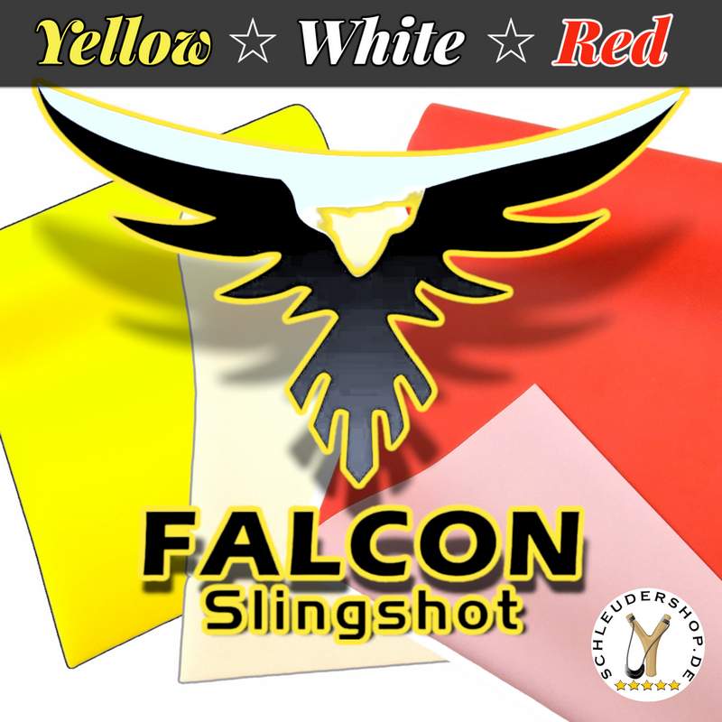 Falcon Slingshot Latex red-white yellow white Steinschleuder Gummi selber schneiden Ersatzgummi für Zwille Sportschleuder Fletsche kaufen