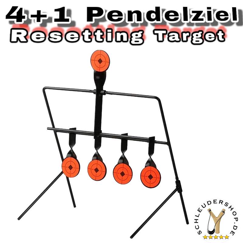 4+1 Pendelziel selbst aufstellend Steinschleuder Metall Ziel klappbar