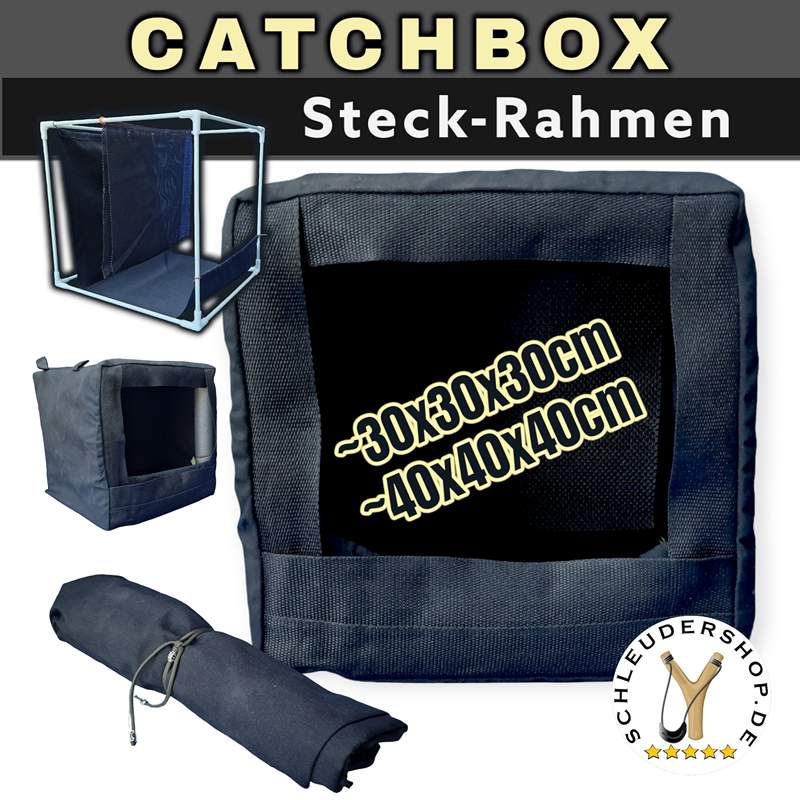 Catchbox Kugelfang Fiberglas Steckrahmen kompakt Steinschleuder 30cm 40cm Mesh schwarz