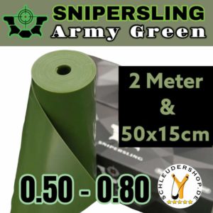 Snipersling Army Green Steinschleuder Latex 2m Teststück Flachband Zwillen Gummi