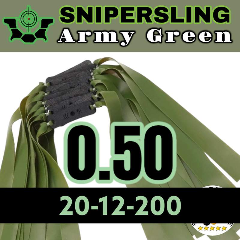 Snipersling Army Green Steinschleuder Latex fertige Bandsets 200mm Flachband Sportschleuder Ersatzband Fletsche Gummi