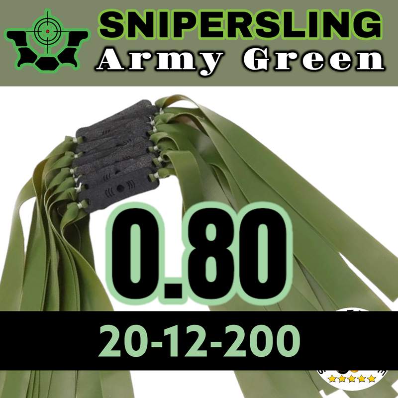 Snipersling Army Green Steinschleuder Latex fertige Bandsets 200mm Flachband Sportschleuder Ersatzband Zwillen Gummi